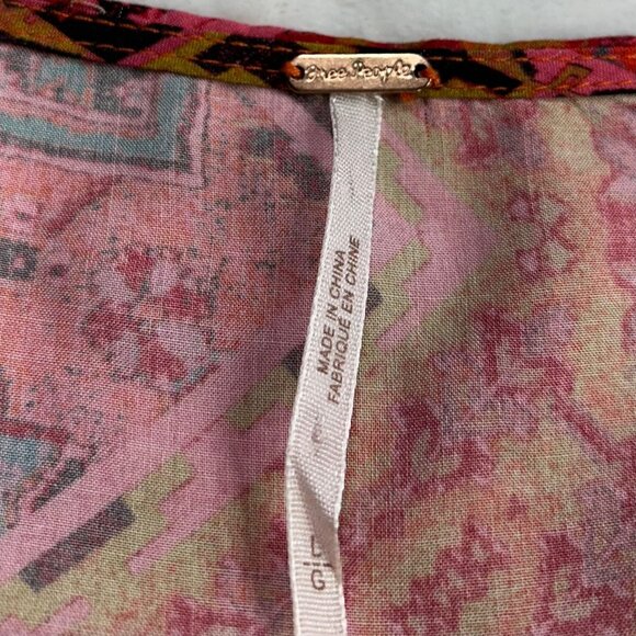 Free People Blakely Maxi Dress In Red Motif LG Side Zipper Front Slit Geometric - Picture 6 of 15